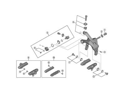 Shimano BR-9000 R55C4 cartridge-type brake inserts and fixing bolts, pair click to zoom image