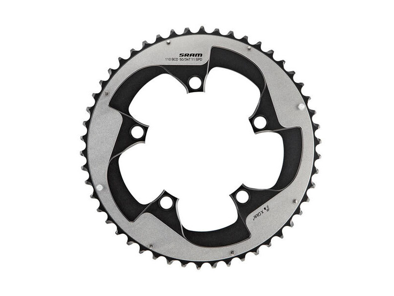 Sram Chain Ring Road Force22 X-glide R 50t Yaw 11 Speed S3 Hiddenbolt/Non Hidden Bolt 110 Alum 5mm Blast Black BB30 Or Gxp (50-34) Black 11spd 50t click to zoom image