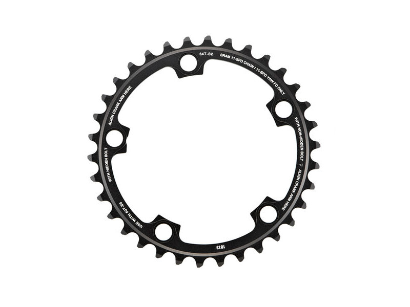 Sram Chain Ring Road Red22/Force22/Rival22 X-glide R 34t Yaw 11 Speed S2 110 Alum 3mm Blast Black (50-34) Black 11spd 34t click to zoom image