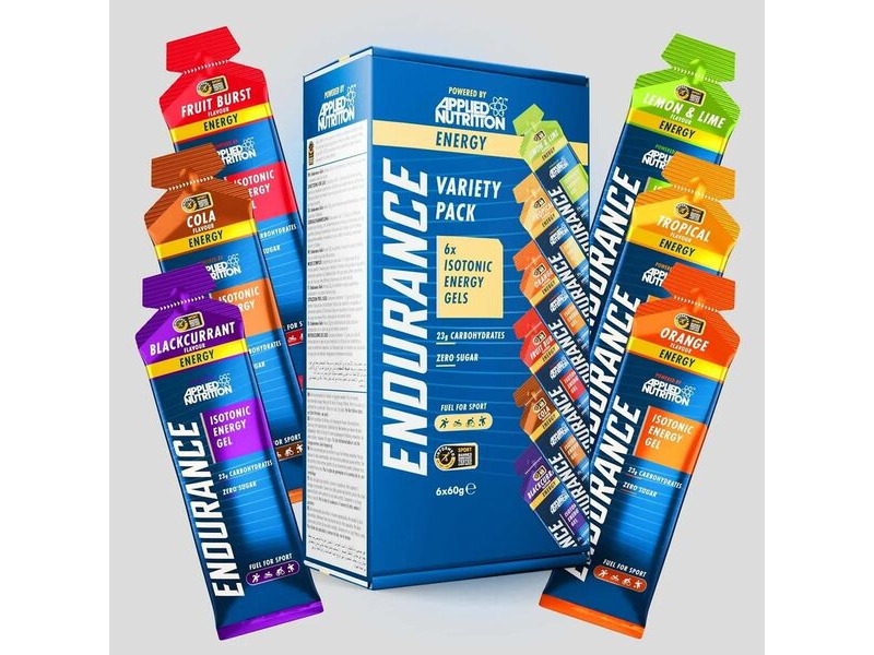 Applied Nutrition Endurance Isotonic Energy Gel - Variety Pack - 6 Gels In Box click to zoom image