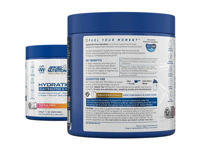 Applied Nutrition Hydration+ Complete Electrolyte & Vitamin Powder - Tropical Vibe - 240g click to zoom image