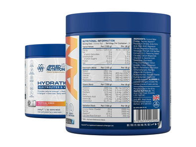 Applied Nutrition Hydration+ Complete Electrolyte & Vitamin Powder - Tropical Vibe - 240g click to zoom image