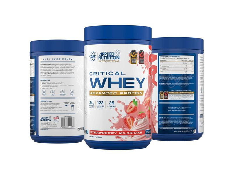 Applied Nutrition Critical Whey Protein Powder - Strawberry - 825g click to zoom image